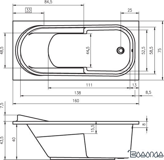 Ванна Riho Columbia 160x75