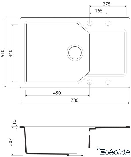 Кухонная мойка Omoikiri Yonaka 78-LB-SA