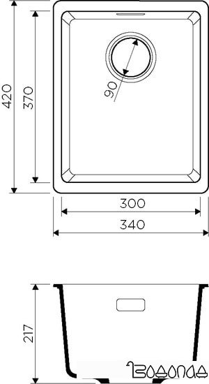 Кухонная мойка Omoikiri Kata 34-U BE