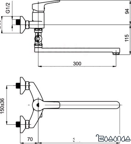Смеситель Rubineta Uno-12/C [N2CD01]