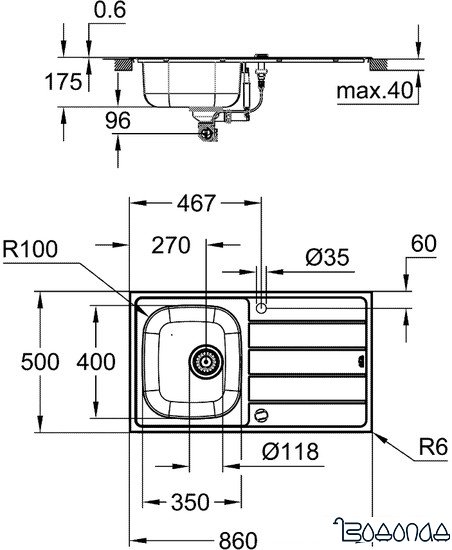 Кухонная мойка Grohe K200 45-S 86/50 1.0 rev 31552SD1 фото 4 Кухонная мойка Grohe K200 45-S 86/50 1.0 rev 31552SD1 фото 4