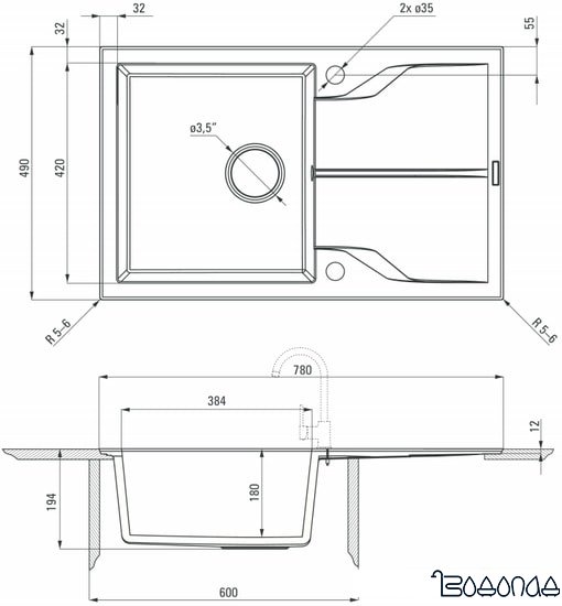 Кухонная мойка Deante Andante Flush ZQN G11F (графитовый металлик) Кухонная мойка Deante Andante Flush ZQN G11F (графитовый металлик)