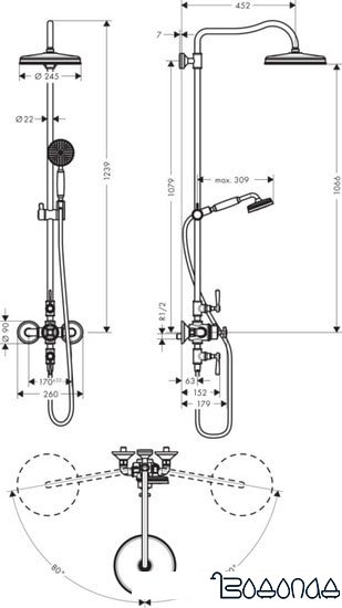 Душевая система Hansgrohe Montreux Showerpipe 1jet 16572820