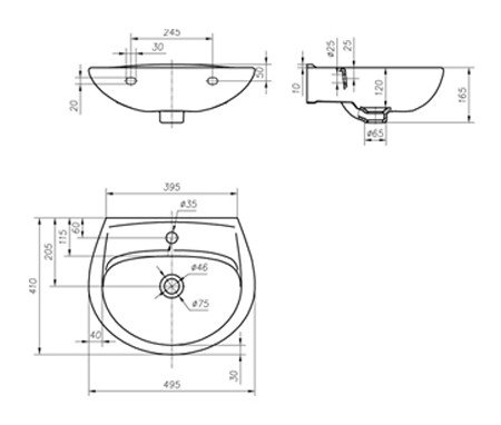 Умывальник Colombo Вектор 55
