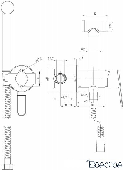Гигиенический душ Deante Arnika Nero BQA N34M