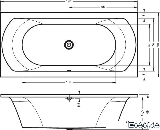 Ванна Riho Lima 190x90