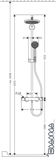 Душевая система Hansgrohe Croma 220 Showerpipe 1038 мм (27185000)