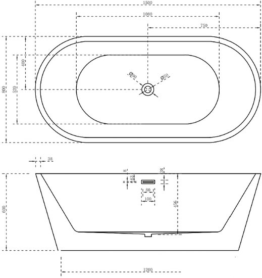 Ванна Abber 150x80 AB9203-1.5