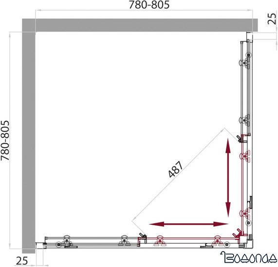 Душевой уголок BelBagno SELA-A-2-80-C-Cr 80x80 (прозрачное стекло)