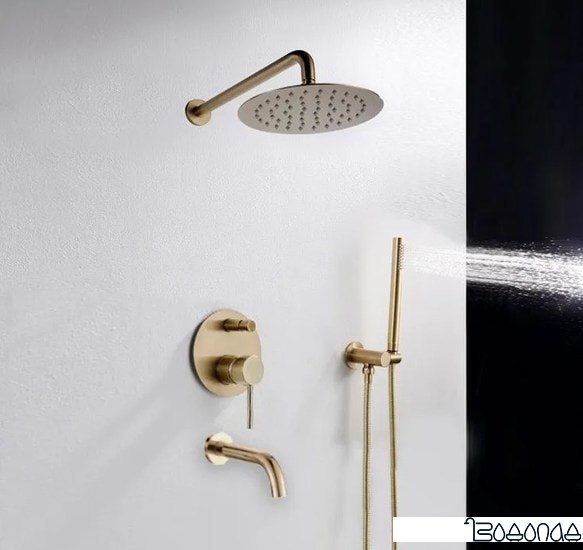 REA LUNGO GOLD душевая система скрытого монтажа, с изливом