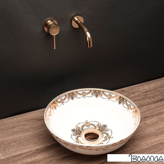 Умывальник Rea Elita (белый/золотистый)