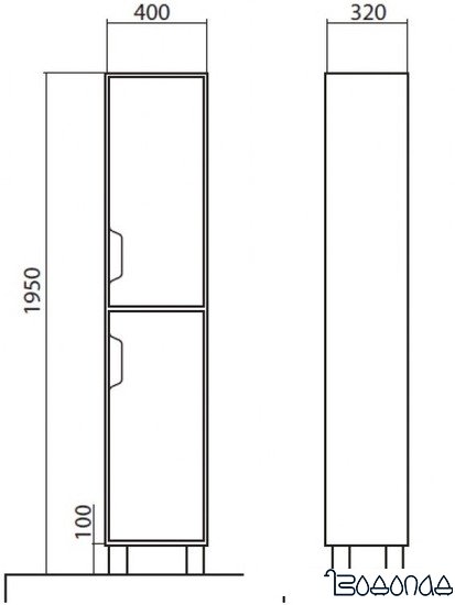 Аква Родос Шкаф-пенал Рома 40 правый