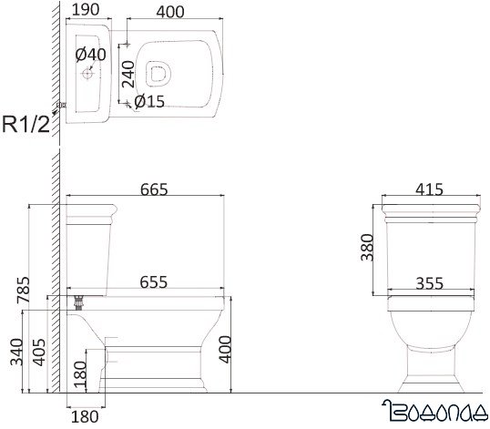 Унитаз Creo Orleans OR1002+OR1003+OR1001