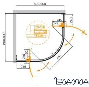 Душевой уголок Cezares SLIDER-R-2-80/90-C-Cr