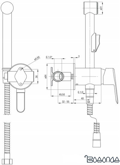 Гигиенический душ Deante Arnika BQA 034M