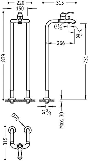 Смеситель Tres Classic 24219402LV
