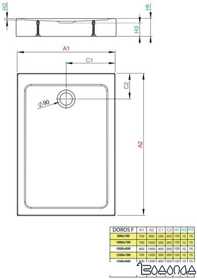 Душевой поддон Radaway Doros F Compact 90x70