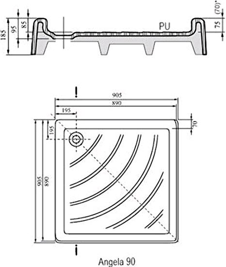 Душевой поддон Ravak Kaskada Angela PU 90x90
