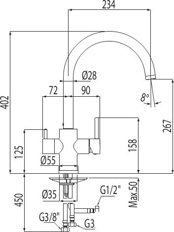 Смеситель Tres Ecosmosis 03045501