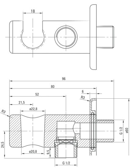 Держатель душевой лейки с подключением Deante Cascada NAC N51K фото 2