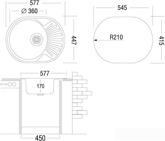 Кухонная мойка Ukinox Фаворит FAD577.447 ---5K 2L Кухонная мойка Ukinox Фаворит FAD577.447 ---5K 2L