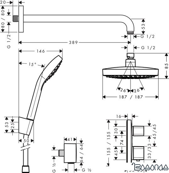 Душевая система Hansgrohe Croma Select E 27294000