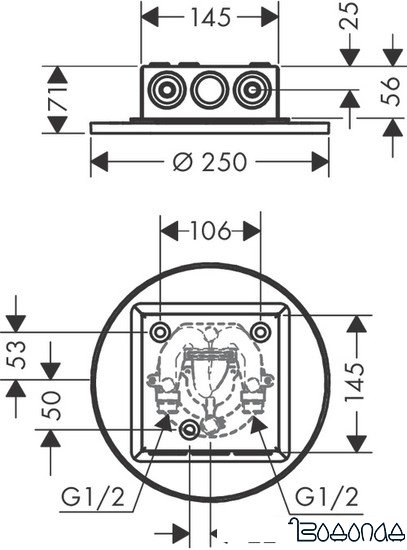Верхний душ Axor ShowerSolutions 250 2jet 35298000