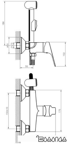 Гигиенический душ Rossinka Silvermix RS29-52