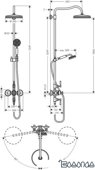 Душевая система Axor Montreux 16572000