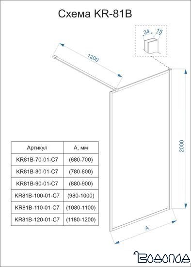 Душевая стенка Veconi KR-81B KR81B-80-01-C7 фото 3
