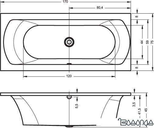 Ванна Riho Lima 170x75