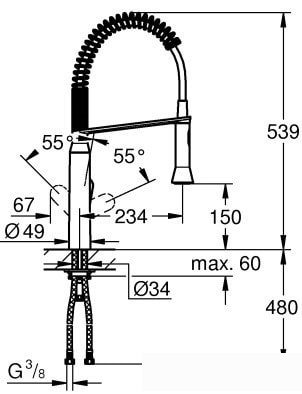 Смеситель Grohe K7 DN 15 31379AL0 (темный графит, матовый)