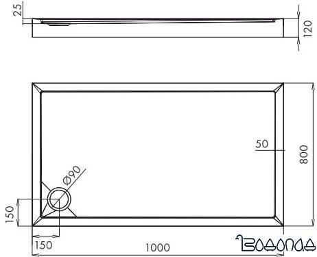 Душевой поддон Omnires Camden 90x90