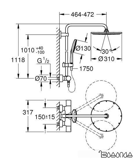 Душевая система Grohe Rainshower SmartActive 310 Cosmopolitan 27966001