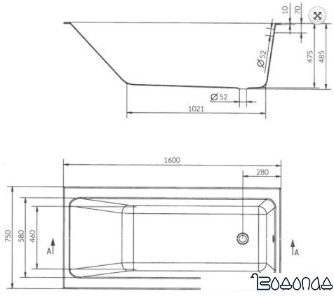 Ванна Cersanit Crea 160x75