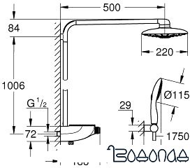 Душевая система Grohe Rainshower System SmartControl 360 DUO 26250000