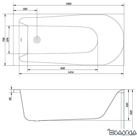 Ванна Cersanit Flavia 150x70 [S301-105]