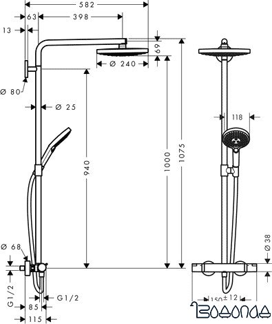 Душевая система Hansgrohe Raindance Select S 240 2jet Showerpipe [27129000]