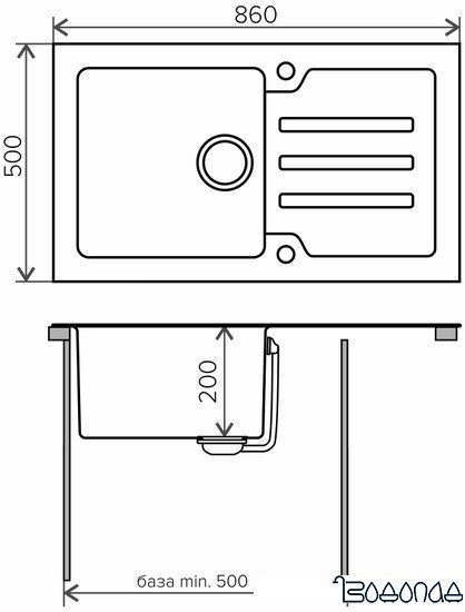 Кухонная мойка Tolero Ceramic glass TG-860 (черный)
