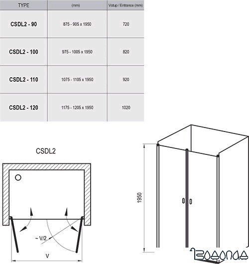 Душевая дверь Ravak Chrome CSDL2 90 (сатин/прозрачное)