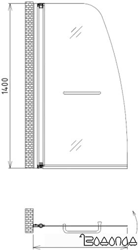 Стеклянная шторка для ванны Gemy New Rockcoco S03200