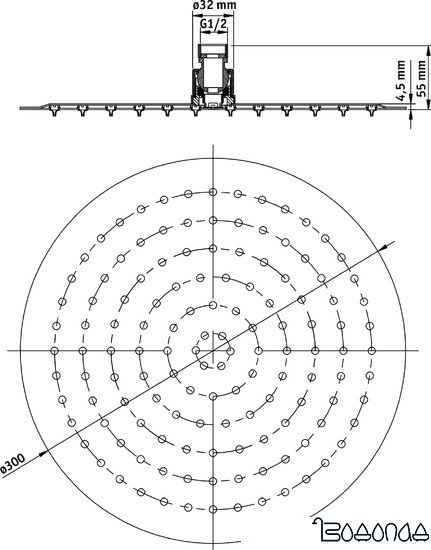Верхний душ Deante NAC 203K