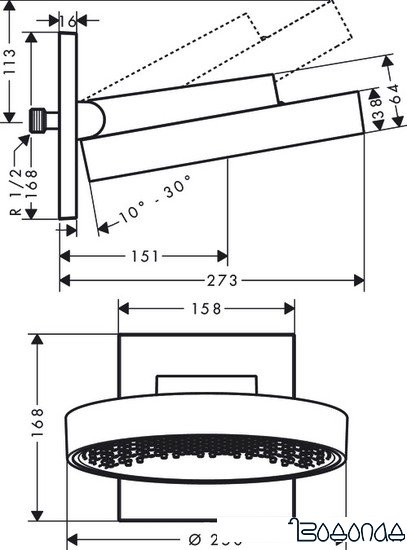 Верхний душ Hansgrohe Rainfinity 250 1jet EcoSmart 26227700 (белый матовый)