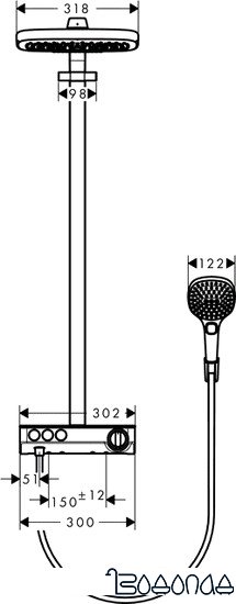 Душевая система Hansgrohe Raindance Select E 300 3jet Showerpipe [27127400]