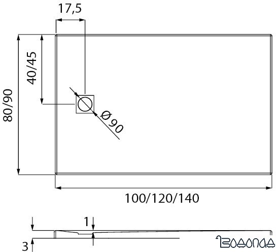 Душевой поддон NEW TRENDY Mori 120x90 B-0399