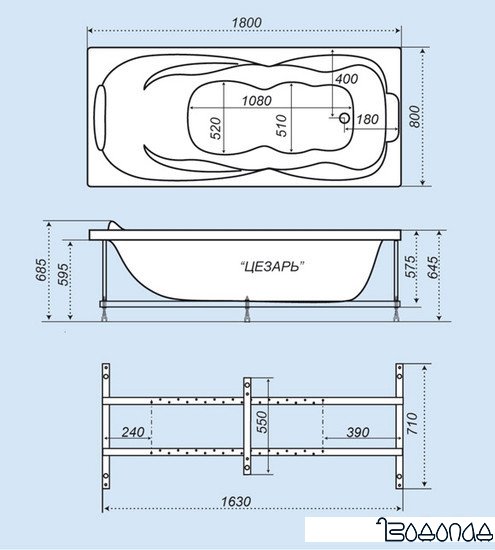 Ванна Triton ЦЕЗАРЬ 180x80 фото 4
