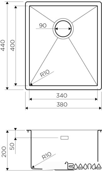 Кухонная мойка Omoikiri Taki 38-U/IF-IN