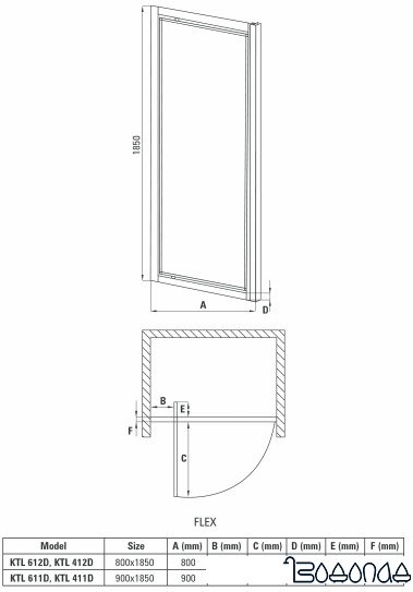 Душевая дверь Deante Flex 80 KTL 612D (хром/матовое)