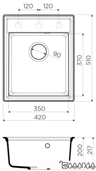 Кухонная мойка Omoikiri Daisen 42 BE фото 2