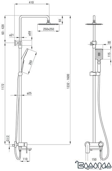 Душевая система Deante Alpinia NAC 01AM